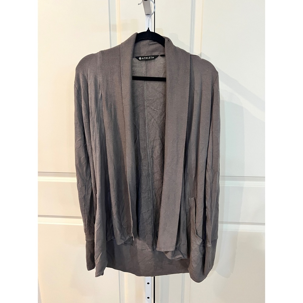 Athleta Womens Gray Open Front Cardigan Shawl Collar Modal Blend Size S